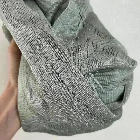 Vintage Manifattura Silver Gray Glittery Formal  Knit Scarf Italy Evening Wear - Picture 4 of 10
